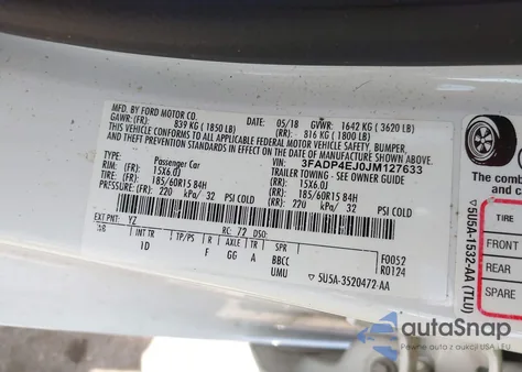 2018 Ford Fiesta Se from USA, damaged, VIN 3FADP4EJ0JM127633
